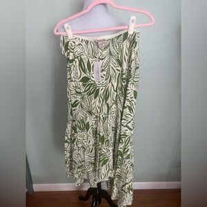 Lola P. Elegant Green Leaf Print Midi Skirt NWT